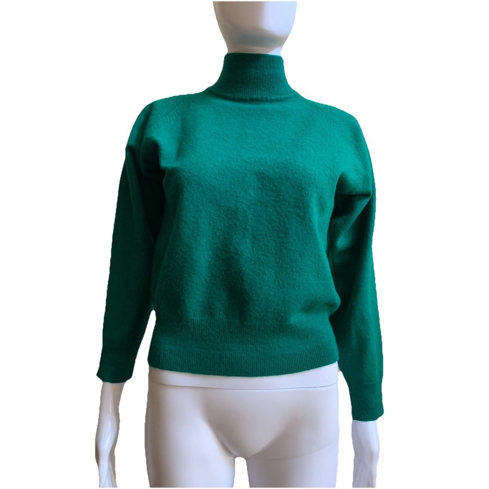 JONES WEAR Mock Turtle Neck Long Sleeve  classic Green/Sweater SZ-S 48% LAMBWOOL